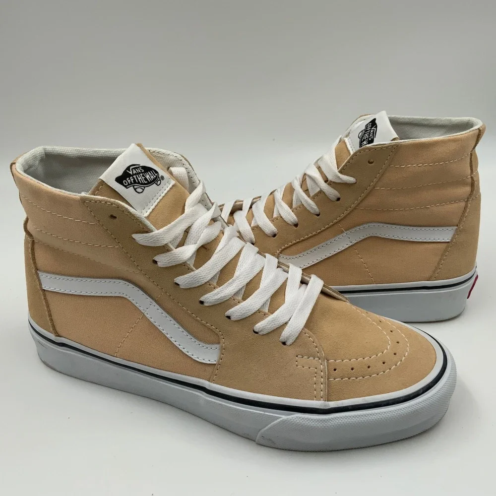 Vans‎ Sk8-Hi High Top Sneakers Tan Suede Canvas Womens 9 Mens 7.5 721454